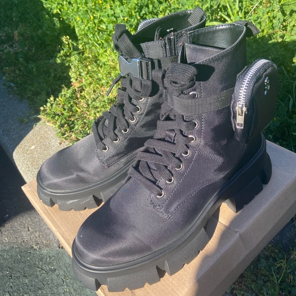 Steve Madden TANKER-P Black COMBAT BOOTS 9.5 - Picture 1 of 12